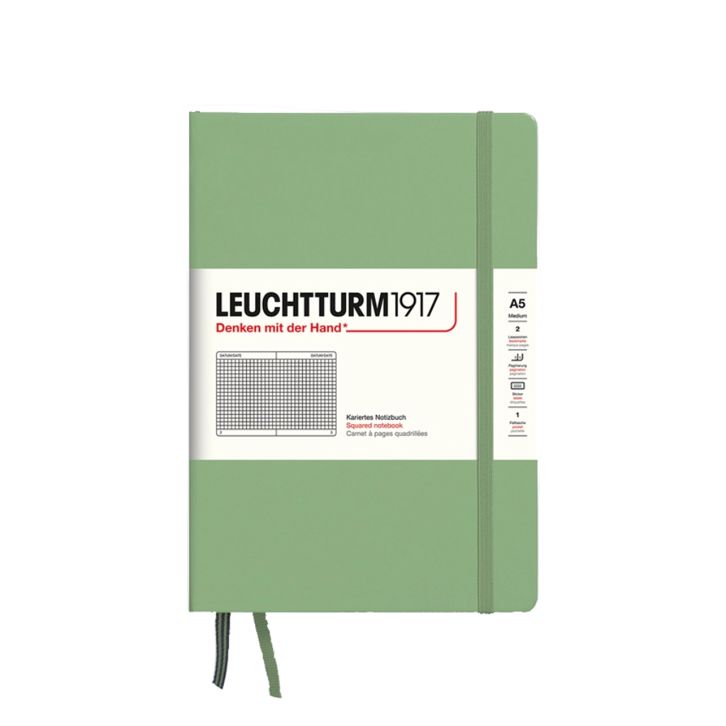 Green notebook with Leuchtturm1917 branding on a white background