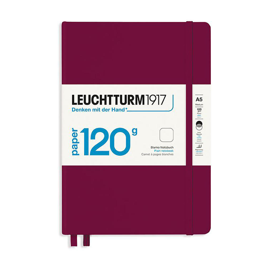 Carnet de notes à couverture rigide Leuchtturm1917, édition 120 g - A5 - Vierge - Rouge porto