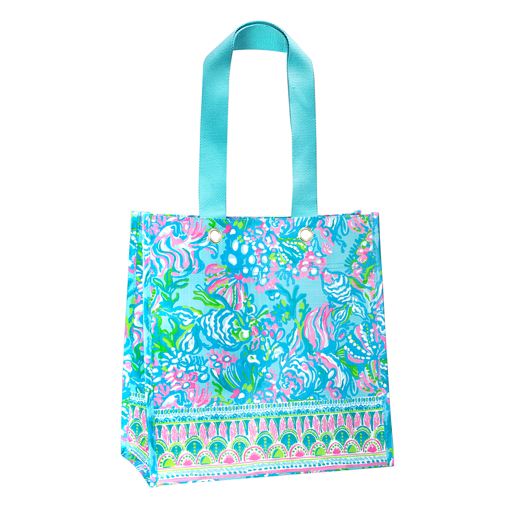 Lilly Pulitzer Market Tote, Aqua La Vista 