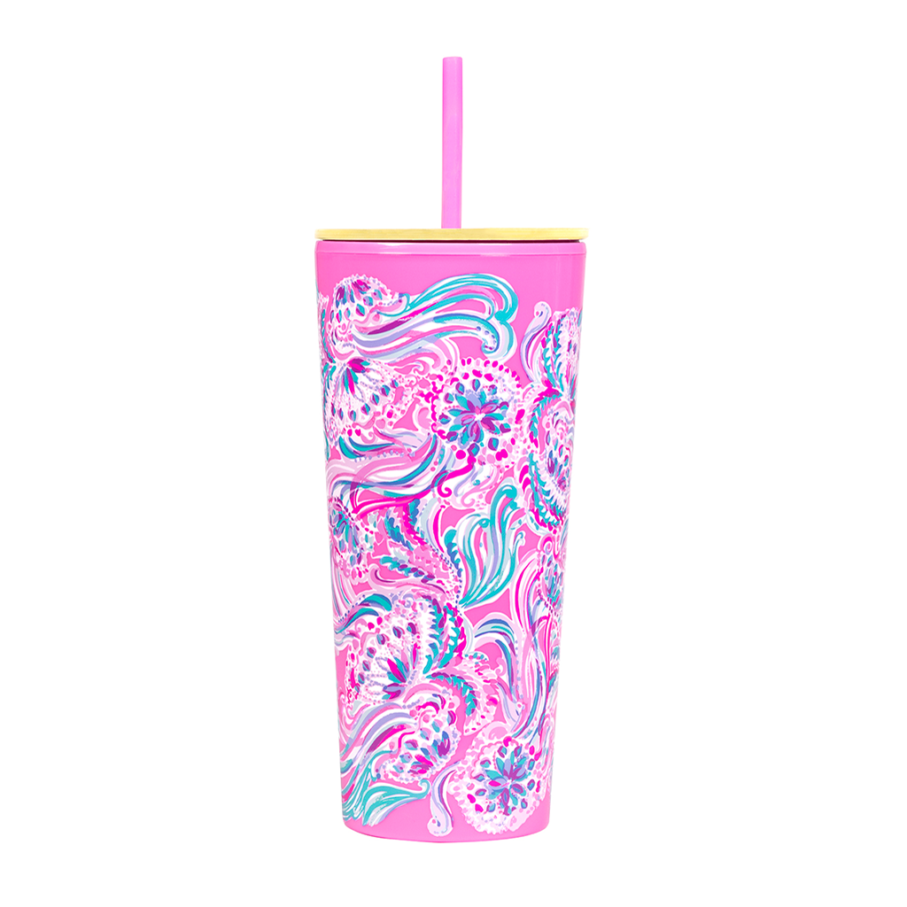 Gobelet Lilly Pulitzer avec paille, Don't Be Jelly 