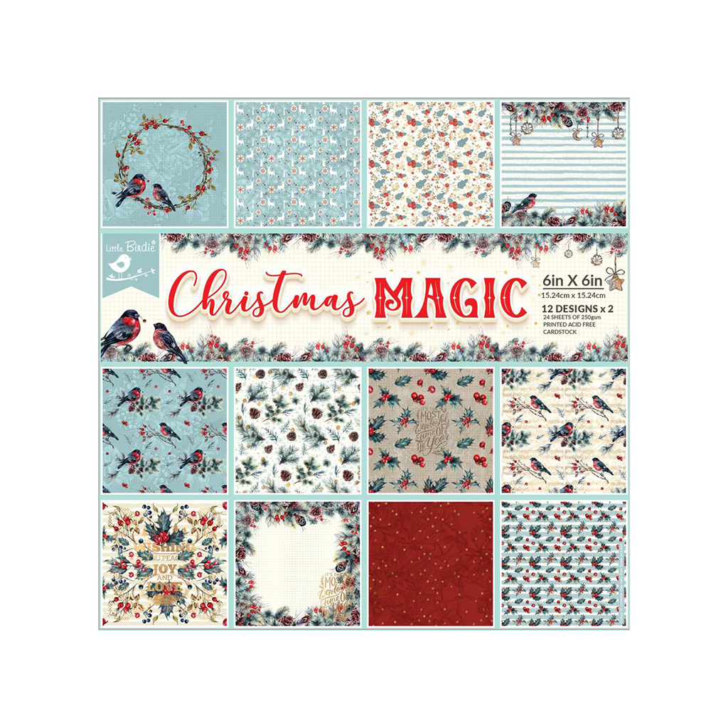 Papier cartonné Magic Christmas Little Birdie, lot de 24 - 6"