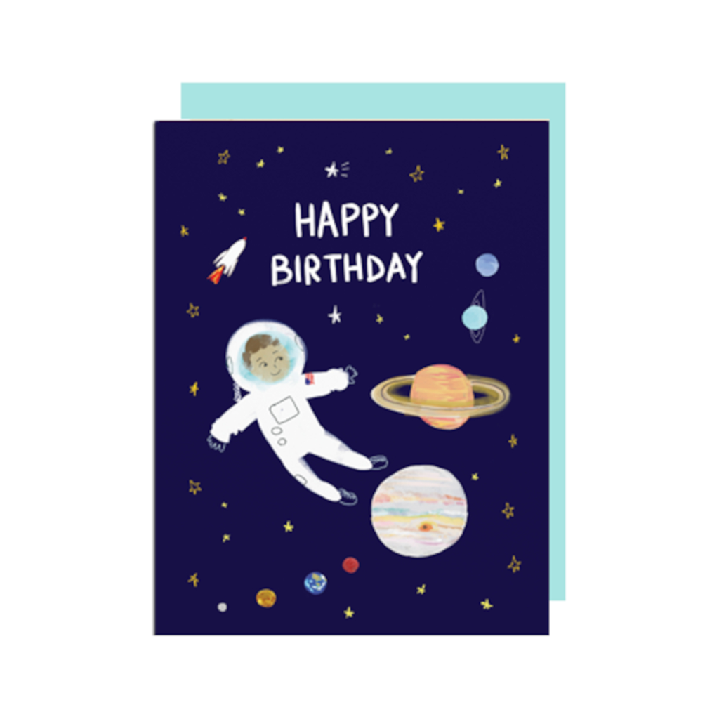 Child Astronaut Happy Birthday Card
