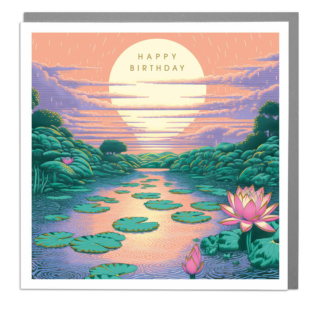 Lily Pond Happy Birthday Card