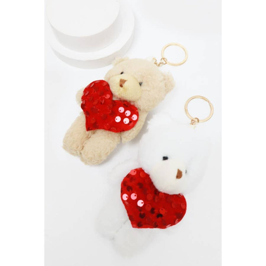 Valentine's Furry Teddy Shape Keychain