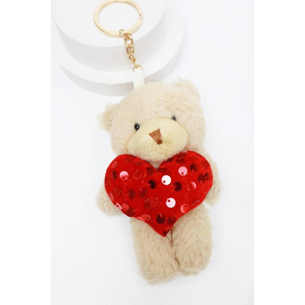 Valentine's Furry Teddy Shape Keychain