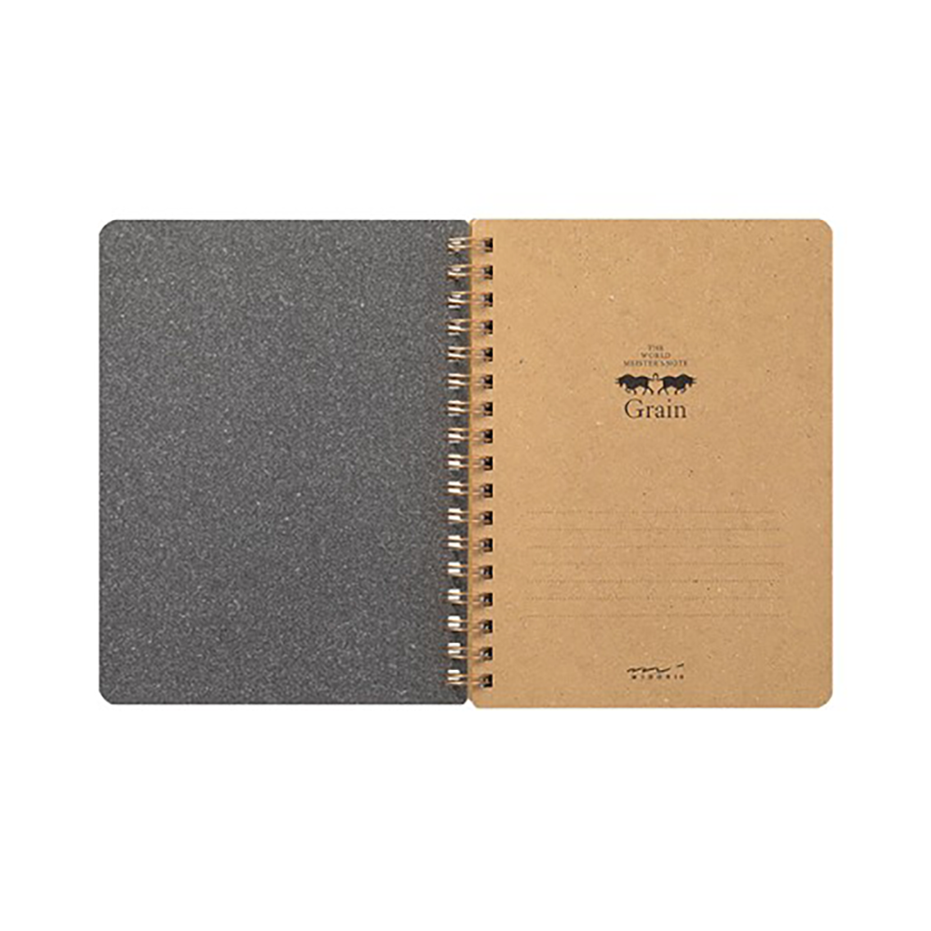 Midori Grain Lined & Blank Notebook, B6 - Dark Brown