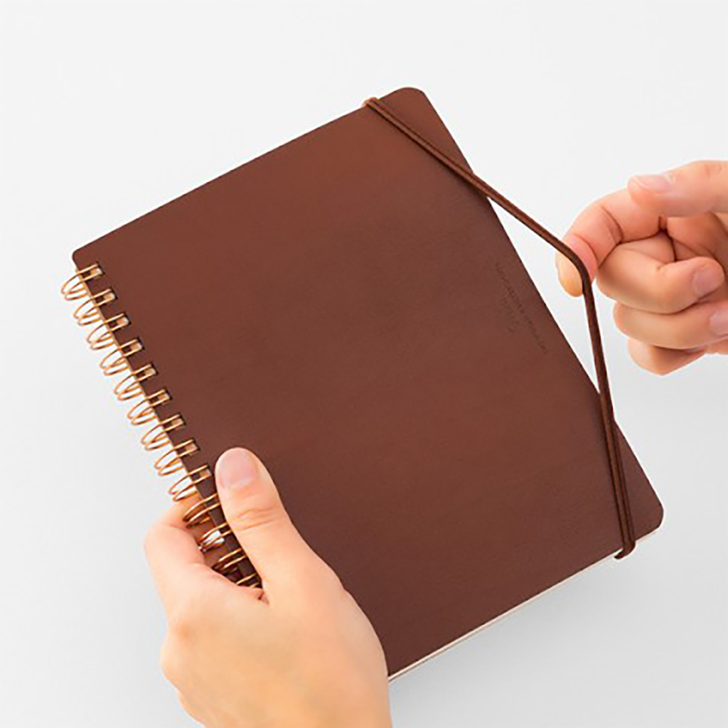 Carnet de notes Midori à grain ligné et vierge, B6 - Marron foncé