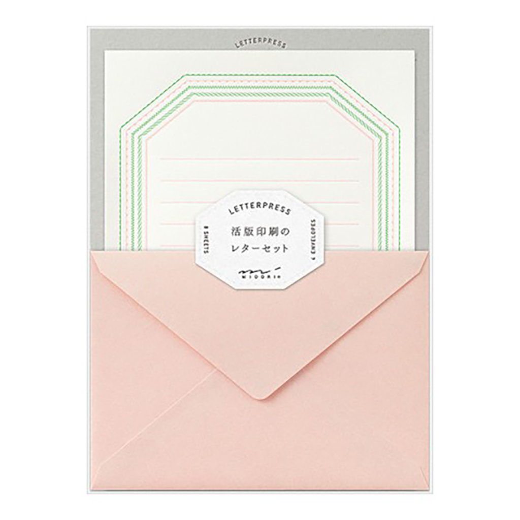 Midori Letterpress Stationery Set, Frame Pink, Image 1