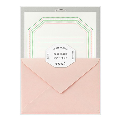 Midori Letterpress Stationery Set, Frame Pink, Image 1