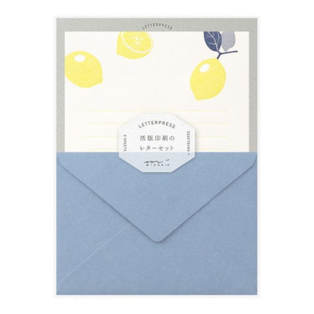 Midori Letterpress Stationery Set, Lemon, Image 1