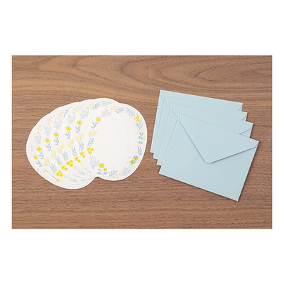 Midori Letterpress Stationery Set, Wreath Blue, Image 2