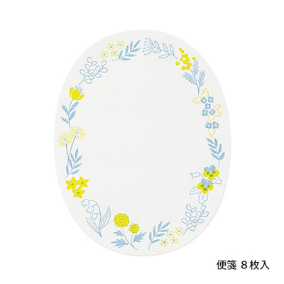 Midori Letterpress Stationery Set, Wreath Blue, Image 3