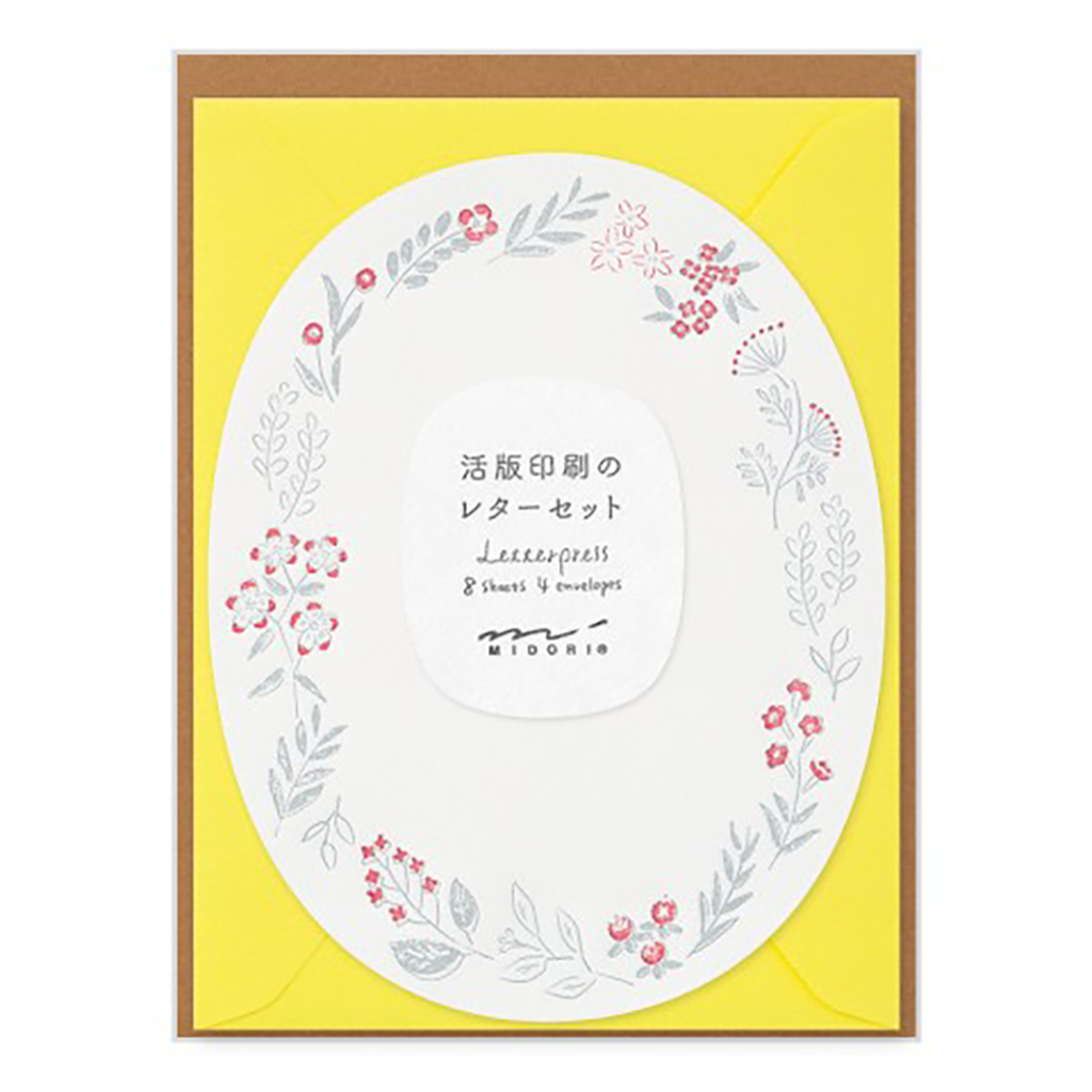 Midori Letterpress Stationery Set, Wreath Red