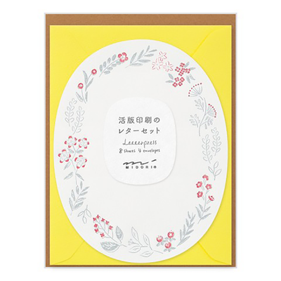 Midori Letterpress Stationery Set, Wreath Red
