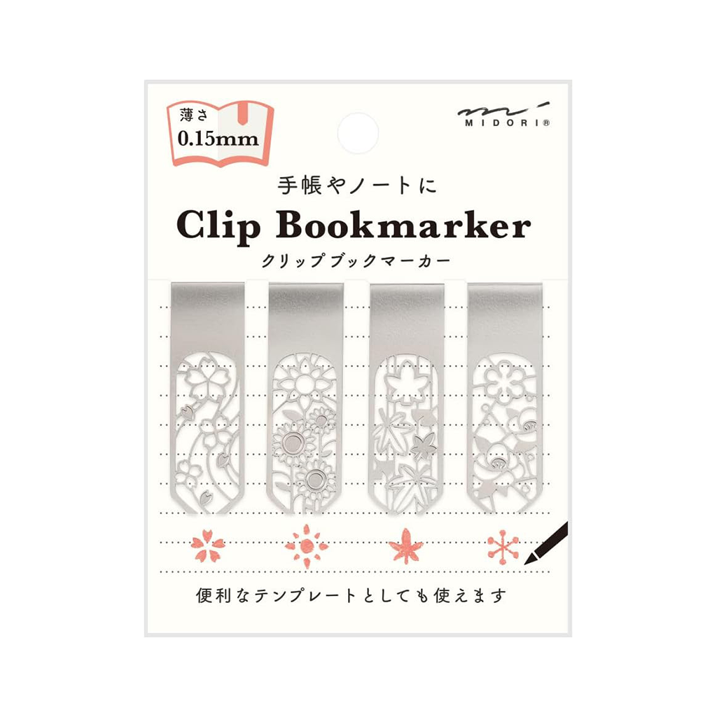 Midori Metal Clip Bookmarker, Flower