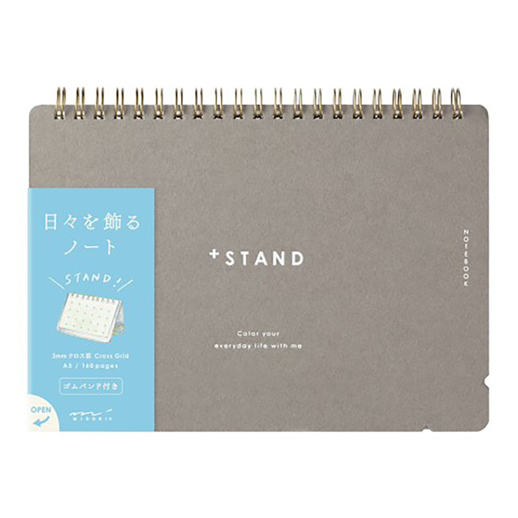 Midori + Stand Notebook, A5 - Cross Grid