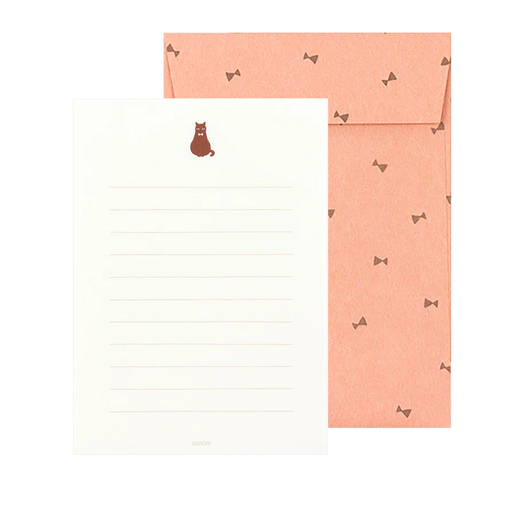 Midori Stationery Set w/ Stickers, Black Cat