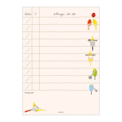 Midori To Do Memo Pad, Birds