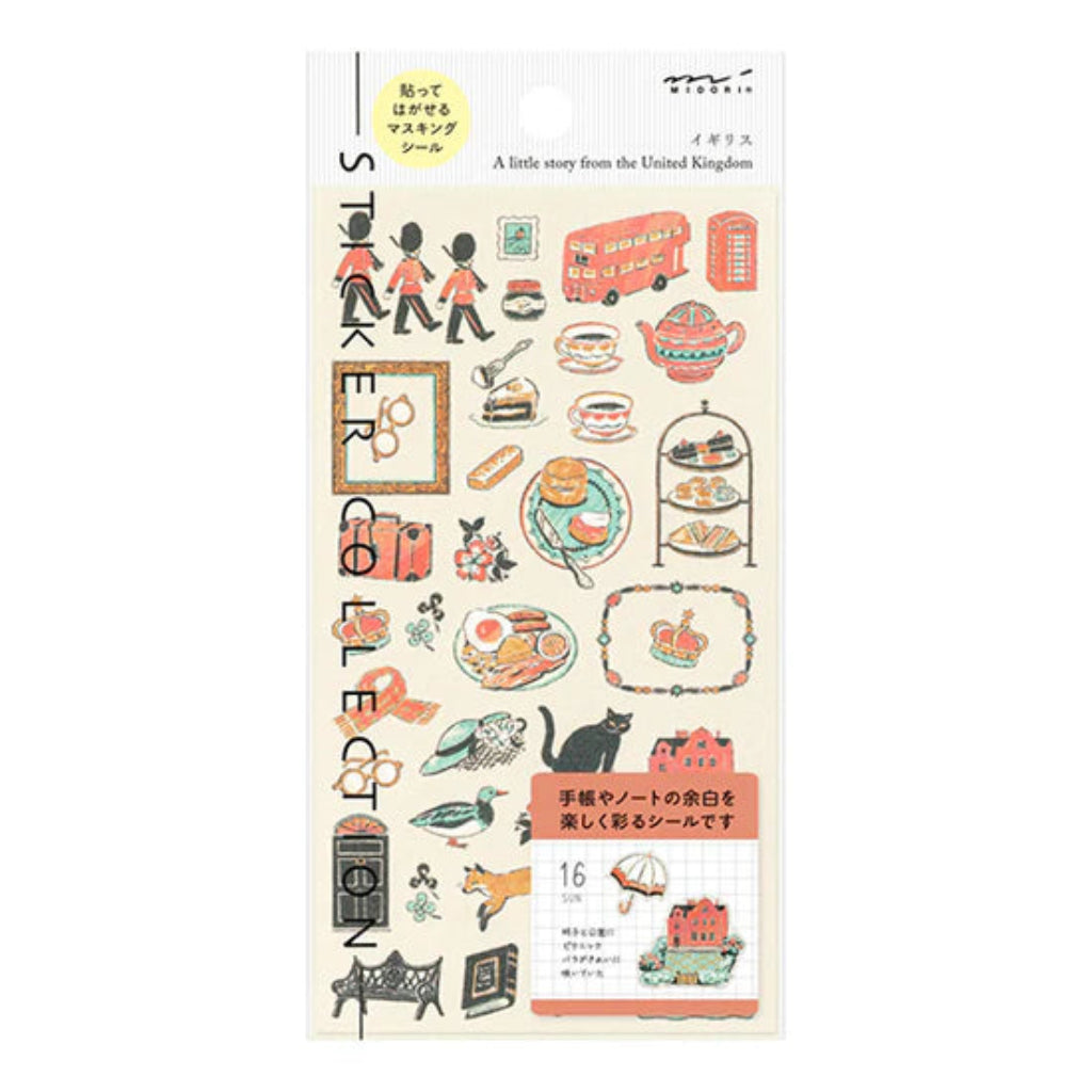Midori Transfer Sticker Sheet, British Motifs