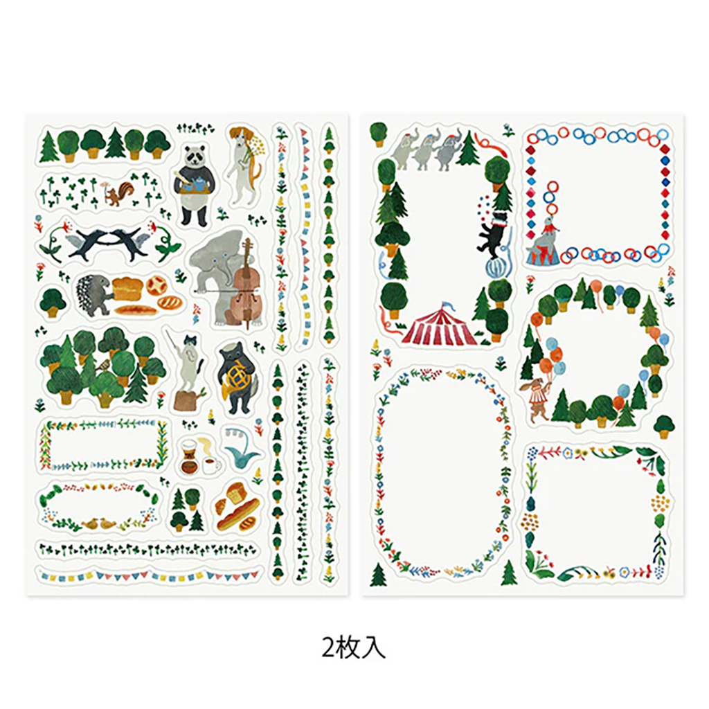 Midori Yuru Log Sticker Sheets, Forest Animal