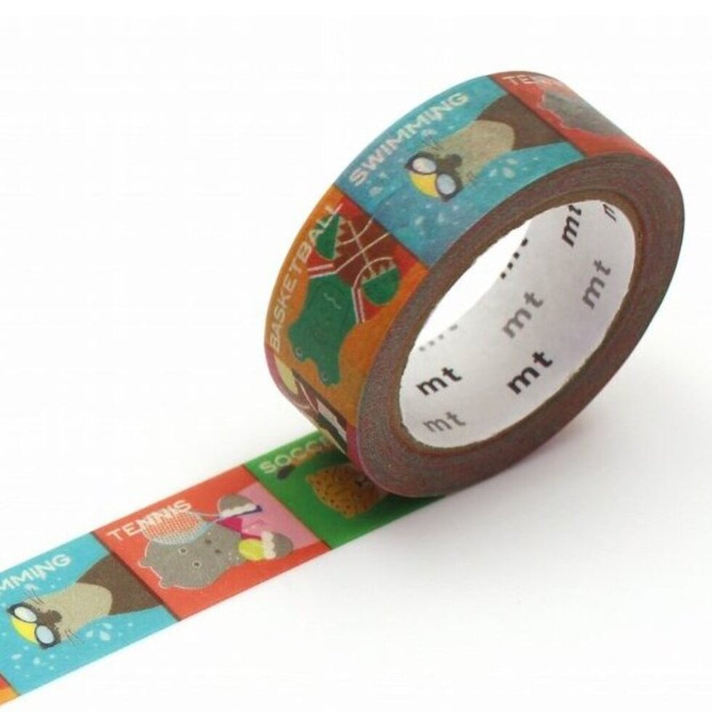 mt Ex Series Washi Tape, 15mm - Animals x Sports