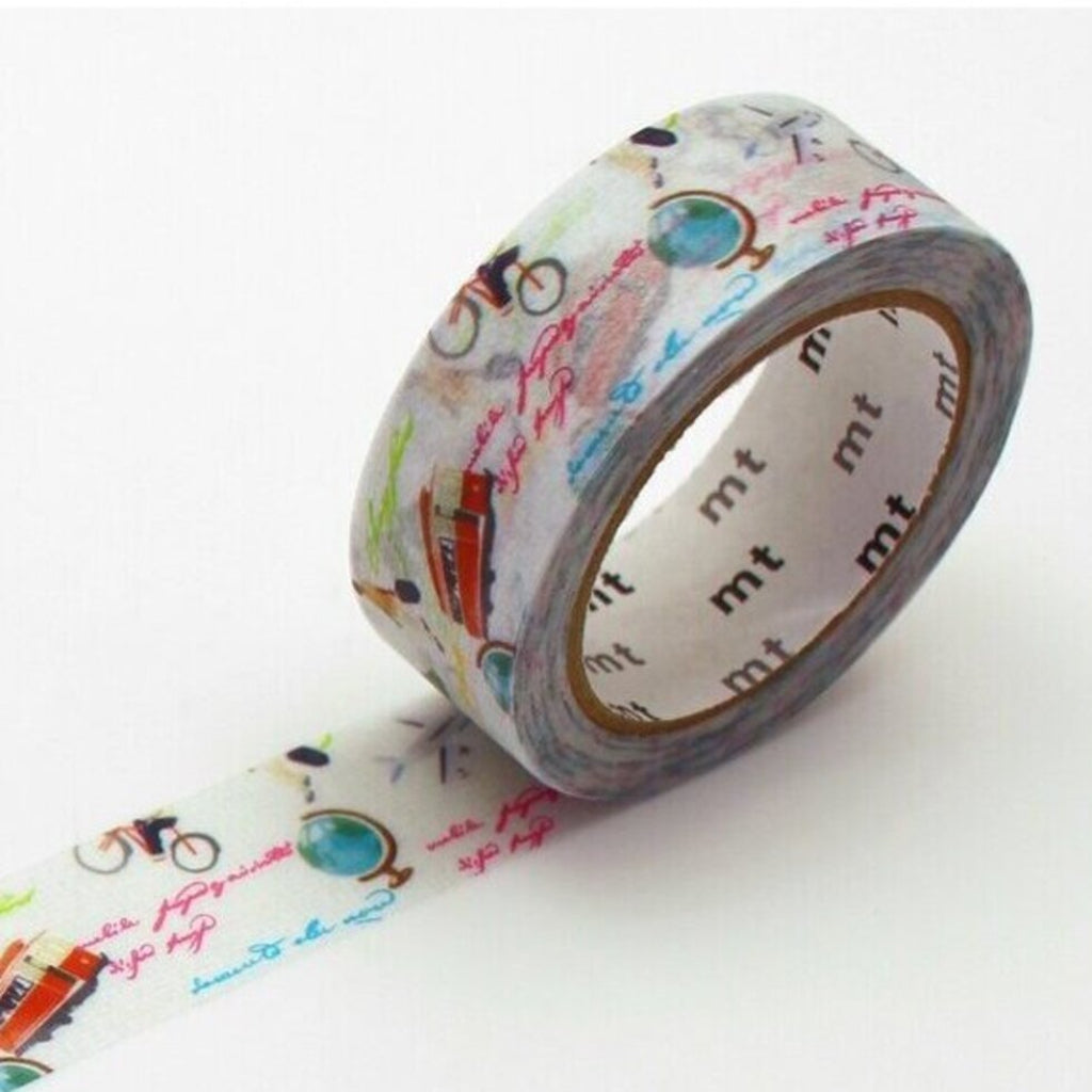 mt Ex Series Washi Tape, 15mm - World Languages and Illustrations