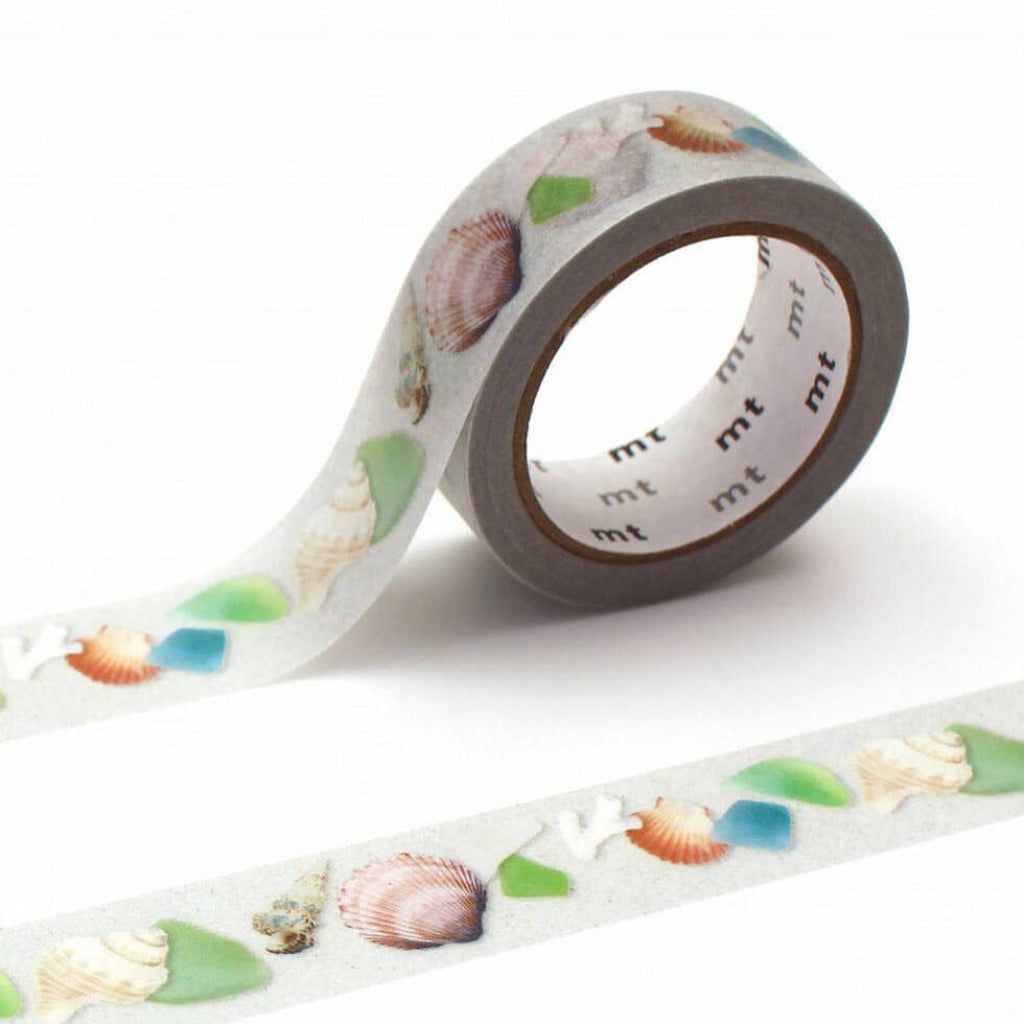 mt Ex Series Washi Tape, 15mm - Sea Glass and Shells
