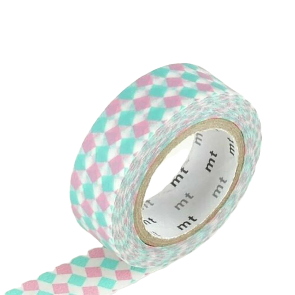 mt Patterns Washi Tape, 15mm - Square Pink