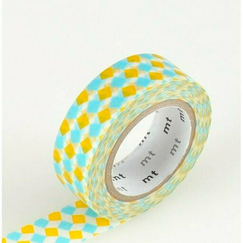 mt Patterns Washi Tape, 15mm - Square Yellow