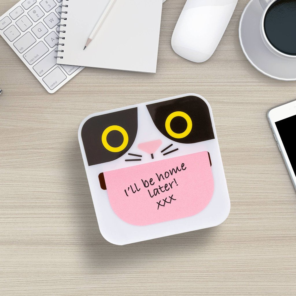 Mustard Crazy Cat Sticky Note Dispenser