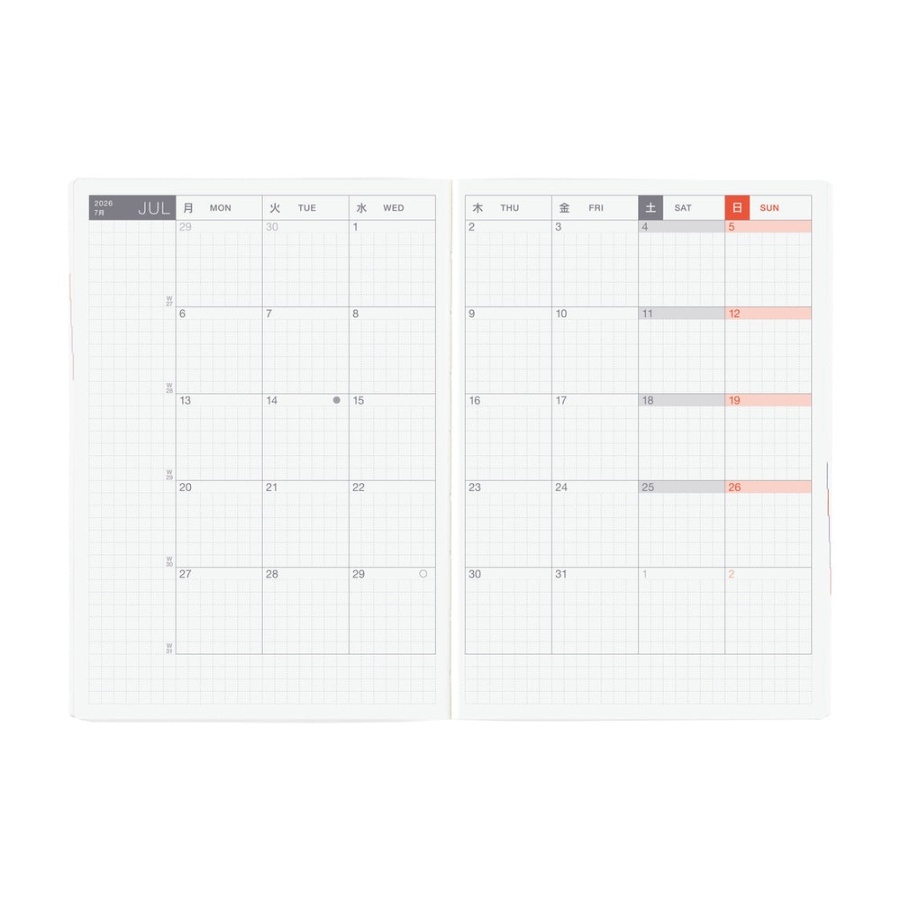 Hobonichi Techo 2026 HON, A6 - Paper Series: Black Gingham