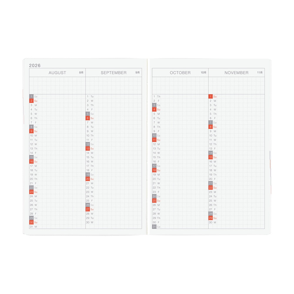 Hobonichi Techo 2026 HON, A6 - Paper Series: Black Gingham