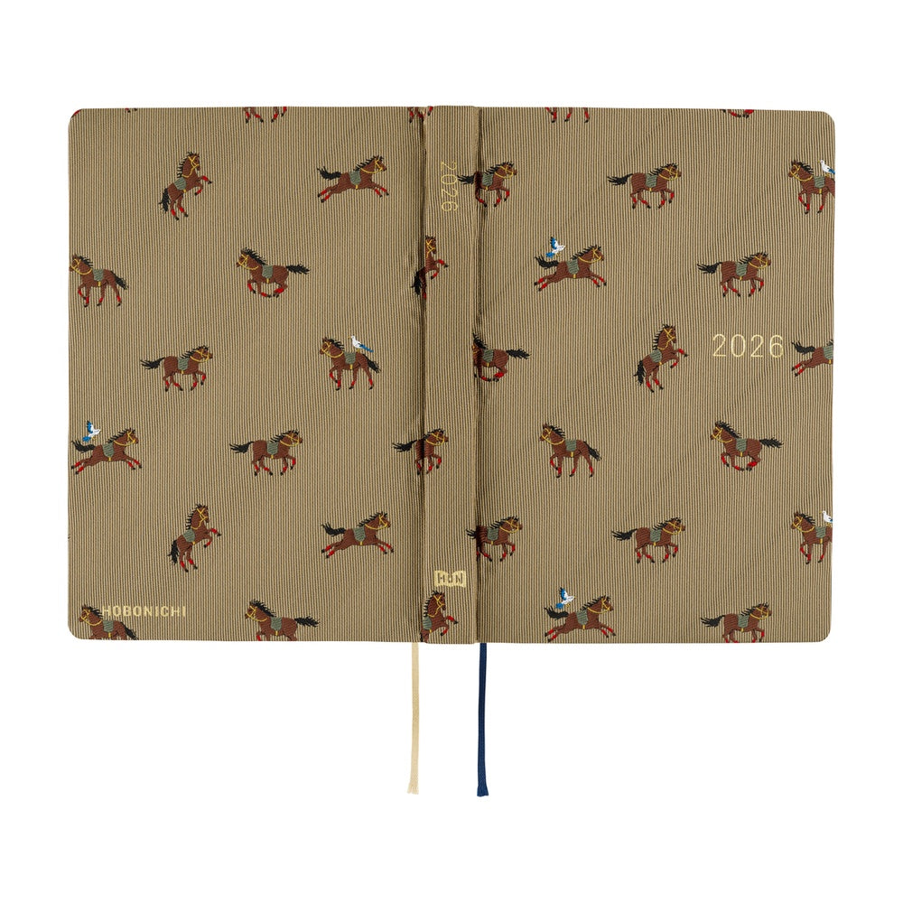 Hobonichi Techo 2026 HON, A6 - Bow & Tie: Galloping Horses (English)