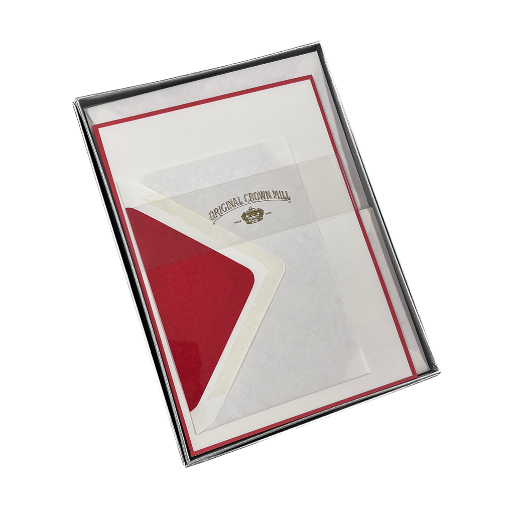Original Crown Mill Bi-Color Correspondence Box Set, A5, White/Red, image 1