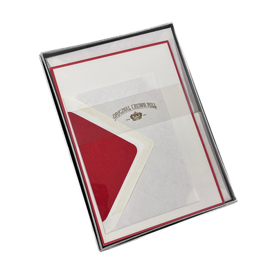 Original Crown Mill Bi-Color Correspondence Box Set, A5, White/Red, image 1