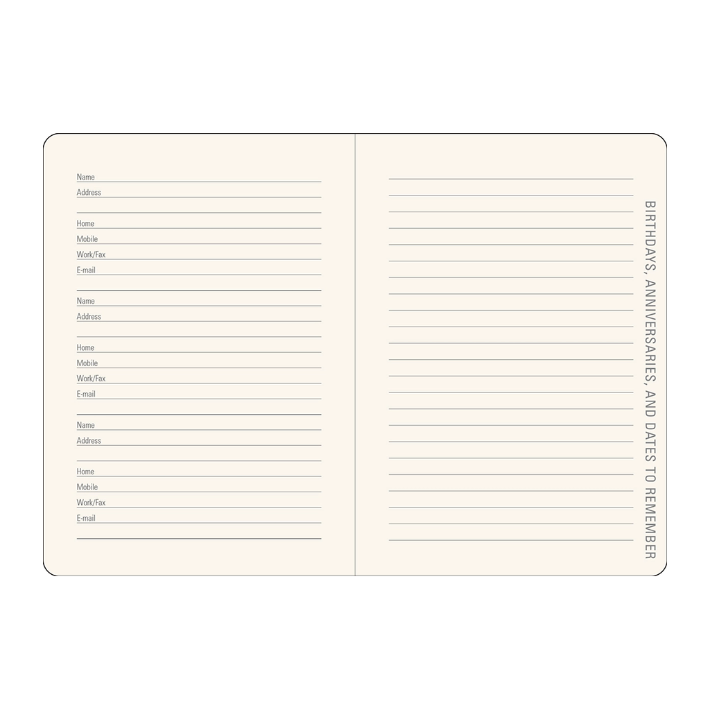 2024 Gilded Ivory Weekly Planner Contact Pages