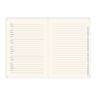 2024 Gilded Ivory Weekly Planner Contact Pages