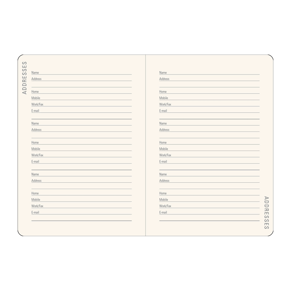 2024 Gilded Ivory Weekly Planner Address Pages