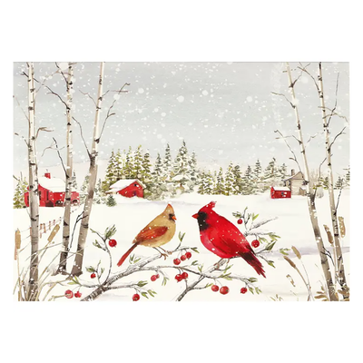 Cardinals in Evergreen Small Boxed Holiday Cards