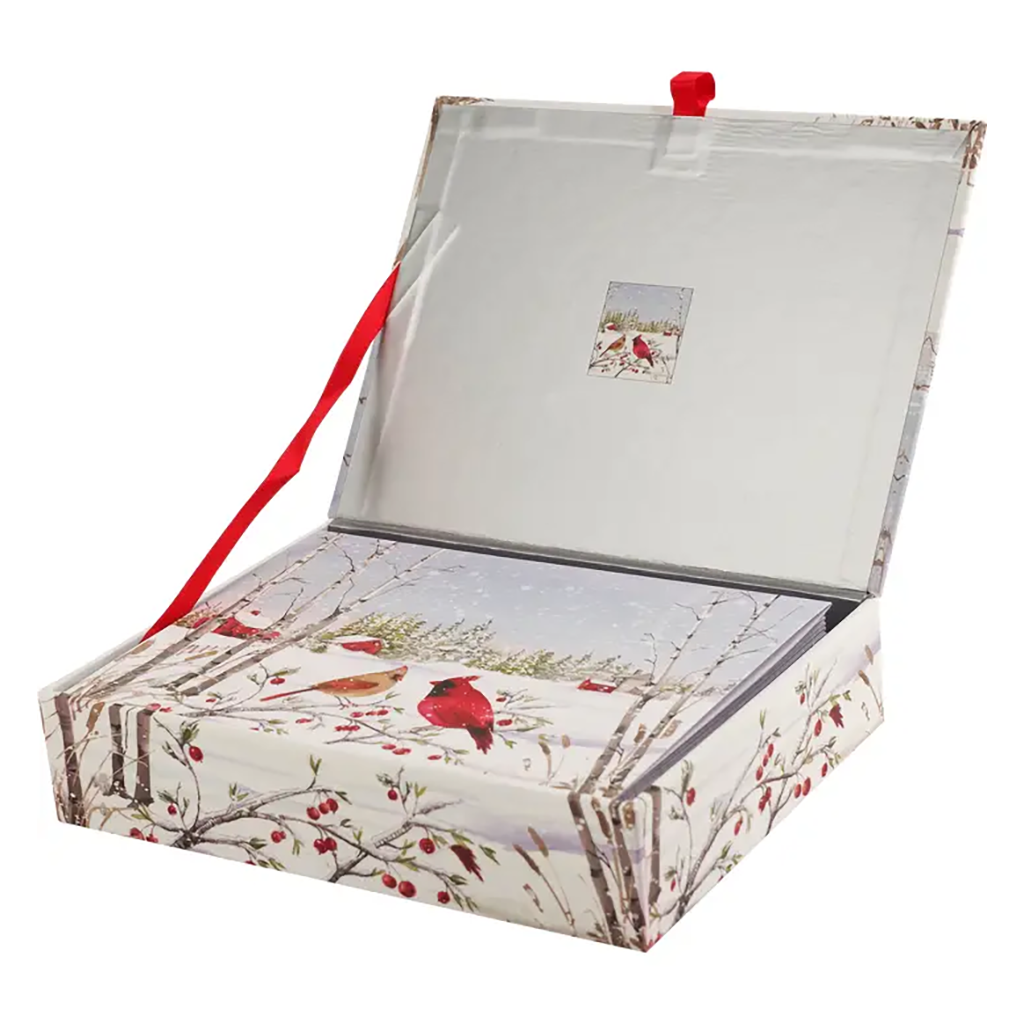 Cardinals in Evergreen Small Boxed Holiday Cards