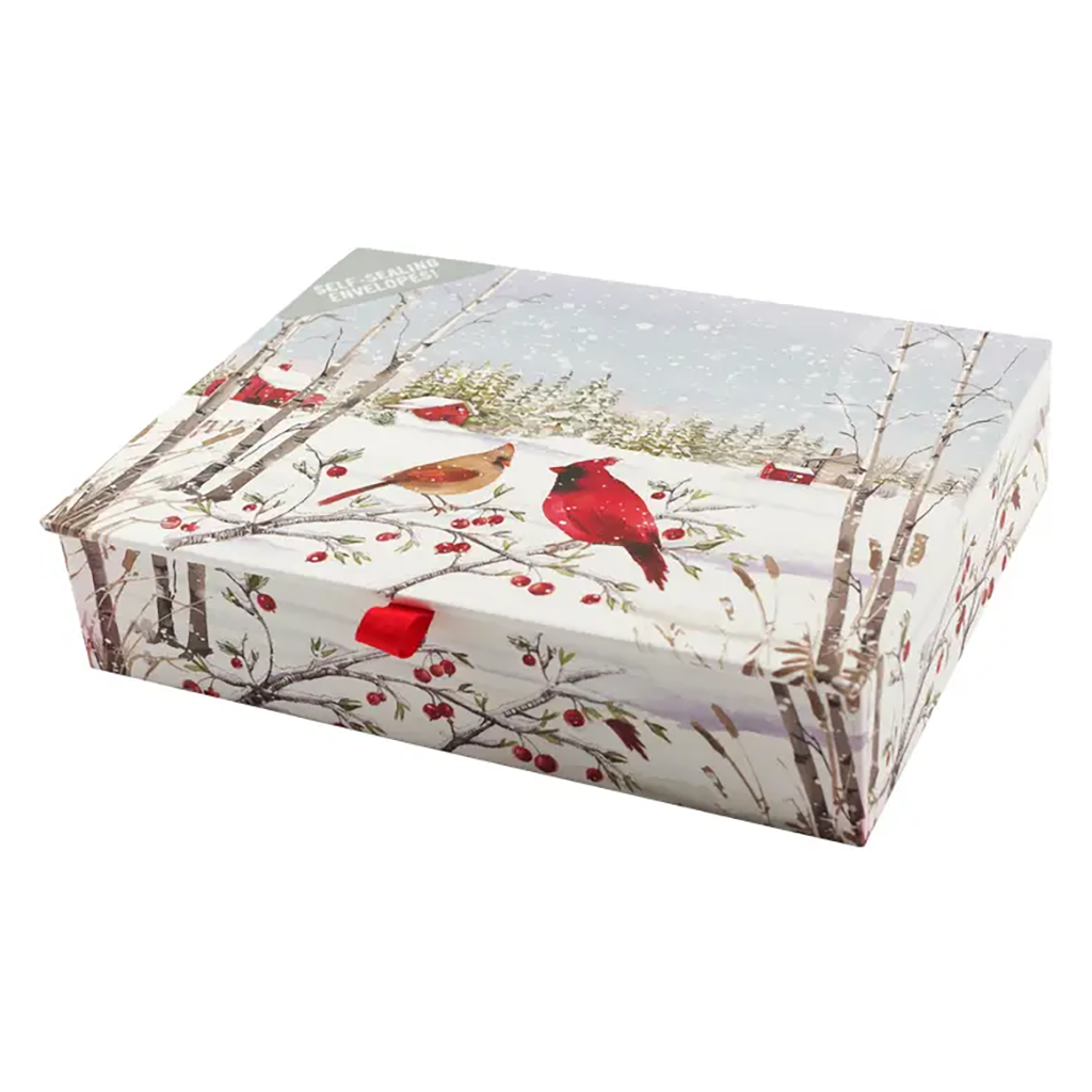 Cardinals in Evergreen Small Boxed Holiday Cards