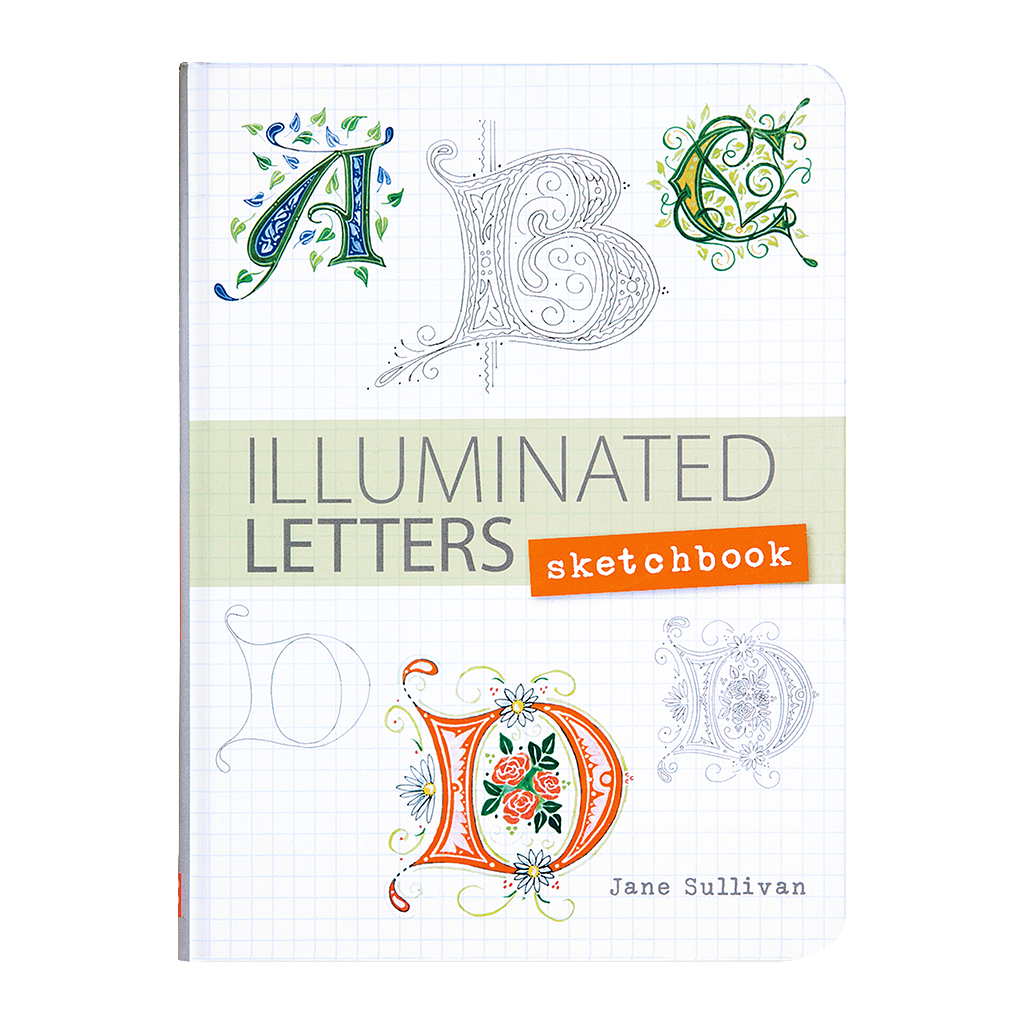 Cuaderno de bocetos con letras iluminadas de Jane Sullivan