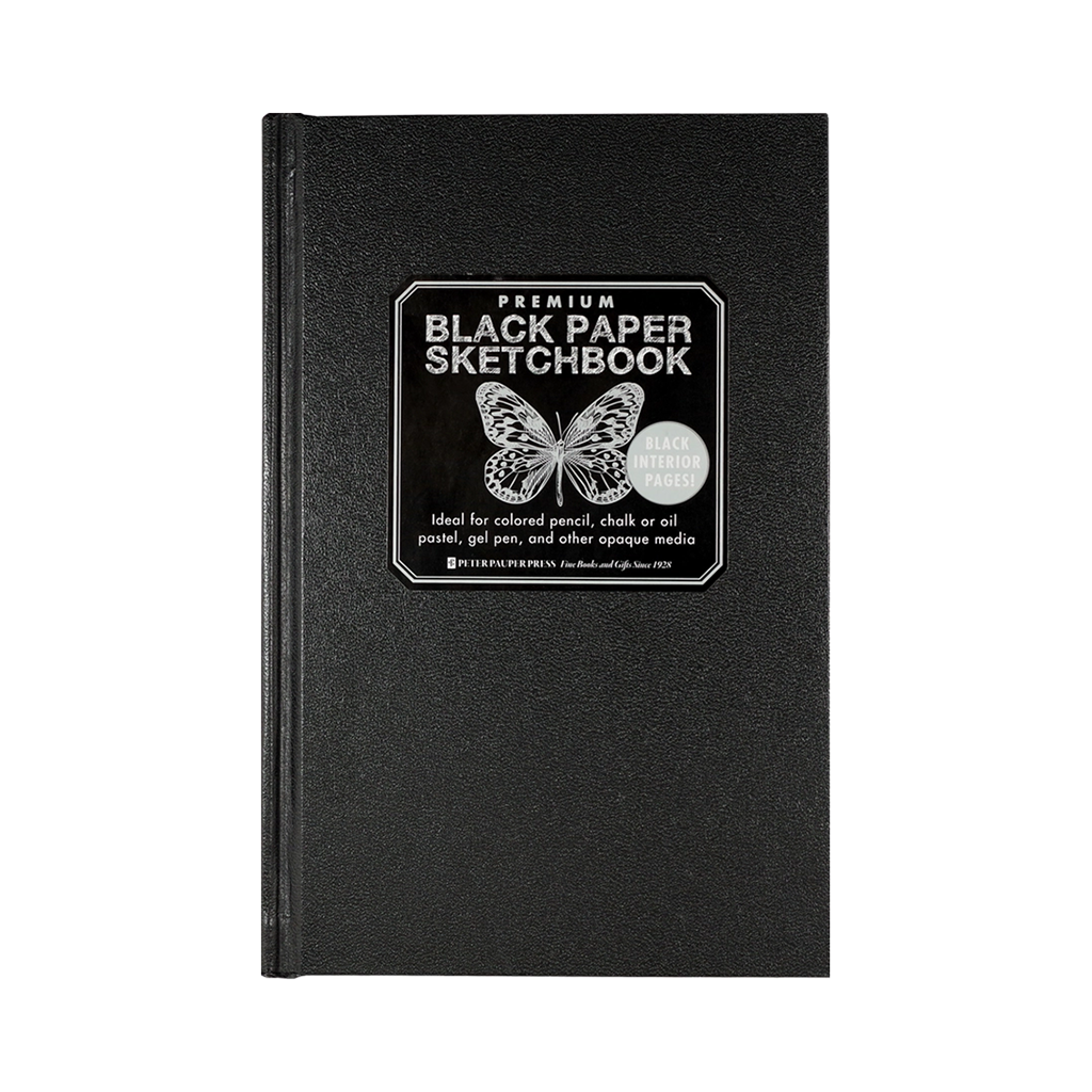 Cuaderno de bocetos de papel negro premium