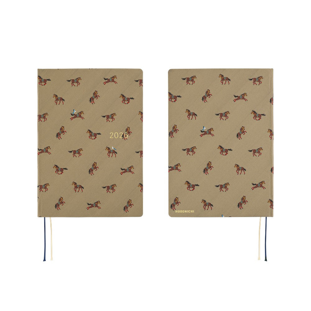Hobonichi Techo 2026 HON, A5 - Bow & Tie: Galloping Horses (English)