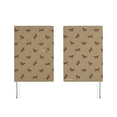 Hobonichi Techo 2026 HON, A5 - Bow & Tie: Galloping Horses (English)