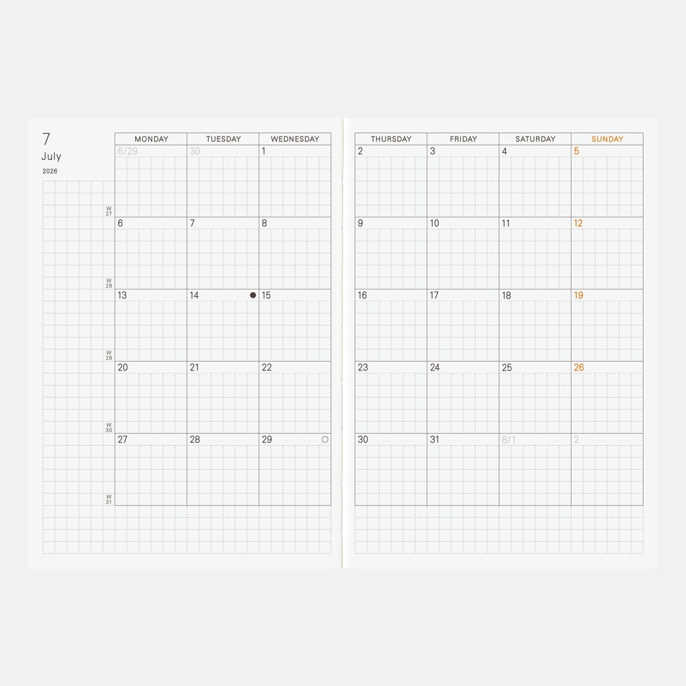 Hobonichi Techo 2026 Planner Book, A6 - Jan/Mon Start (English)