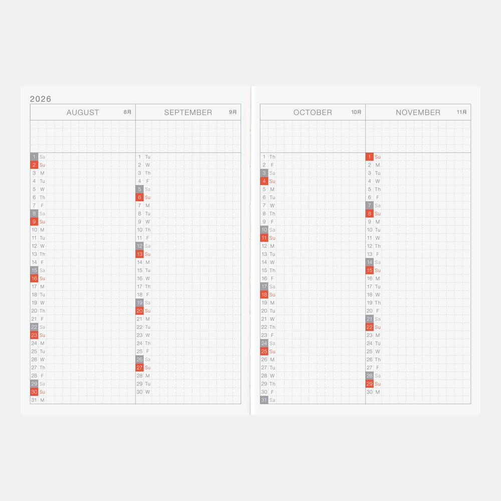 Hobonichi Techo 2026 Original Book, A6 - Jan/Mon Start (English)