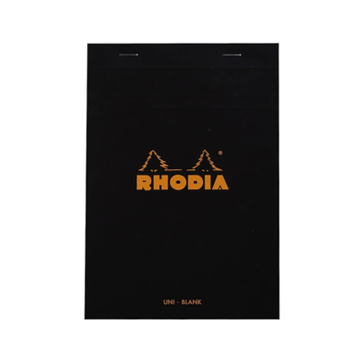 Rhodia Staple Bound Blank Black Notepad Front Cover, Image 1
