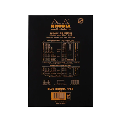 Rhodia Staple Bound Blank Black Notepad Back Cover, Image 5