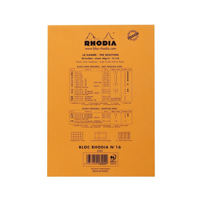 Rhodia Staple Bound Blank Orange Notepad Back Cover, Image 6